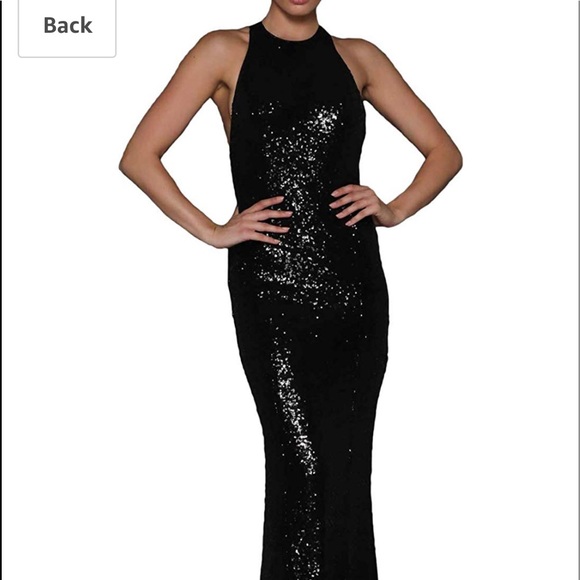 Fits 8-10 Black sequins crossover low back maxi - Picture 2 of 8